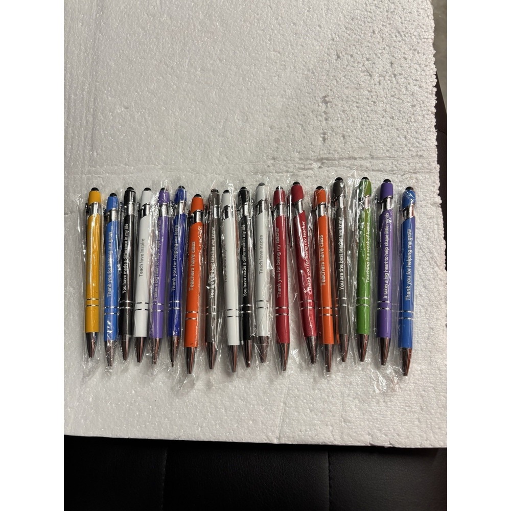 Lot of Teacher Appreciation Stylus Pens Assorted Colors Ballpoint Gift Pack